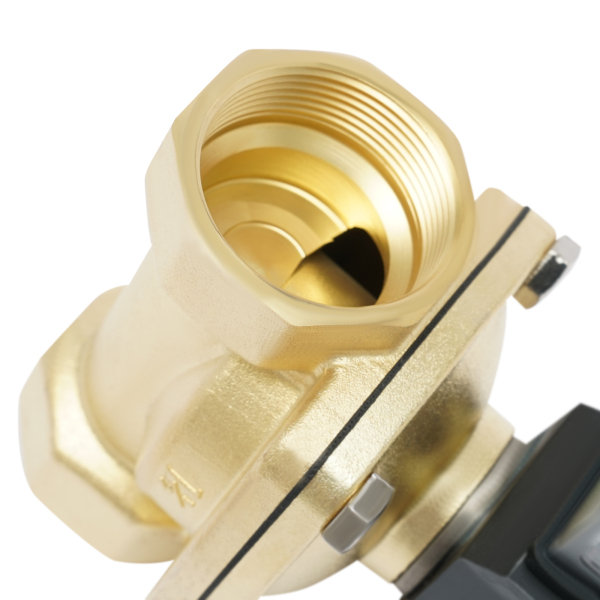 Brass Electric Solenoid Valve 1-1/2 Inch DC 12V Thread Direct Acting Normally Closed Compatible with Water Air